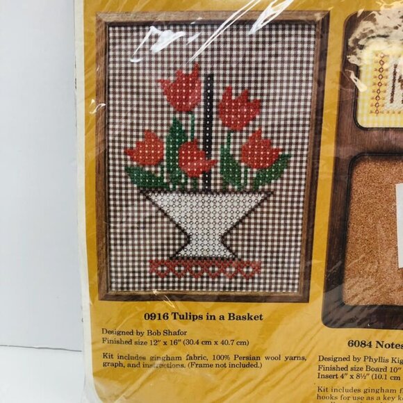 Vintage Needlepoint Stitchery Kit 0916 The Creative Circle Tulips in a Basket - Picture 2 of 3